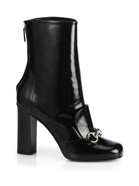 gucci patent horsebit boots|Gucci embellished leather ankle boots.